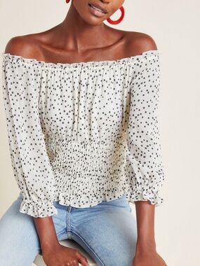 Anthropologie Smocked Top M